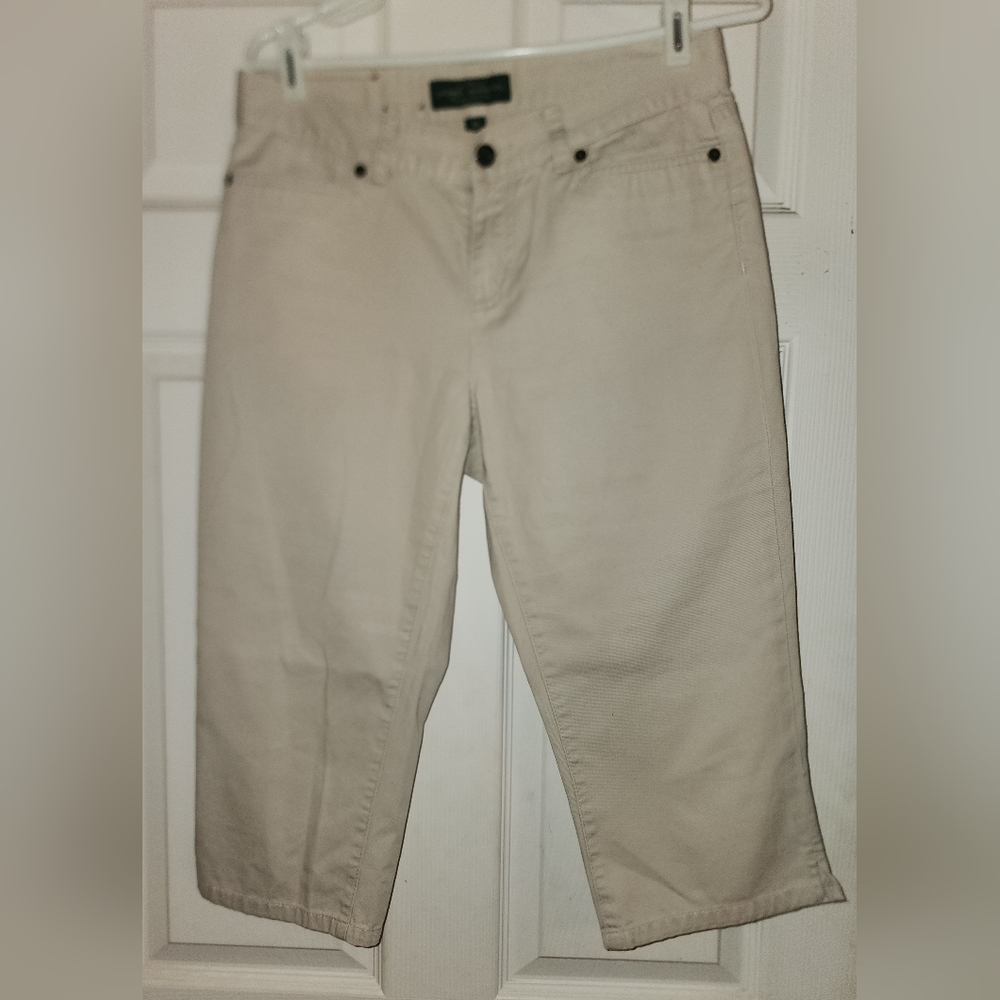 Lauren Ralph Lauren women’s 4P khaki tan beige cropped wide leg capri pants